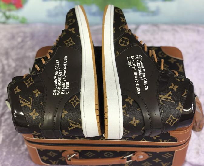 Nike X Off-White X Louis Vuitton Air Jordan 1 Customs Monogram Sneaker - DesignerGu