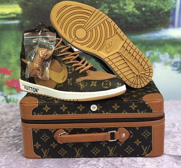 Nike X Off-White X Louis Vuitton Air Jordan 1 Customs Monogram Sneaker - DesignerGu