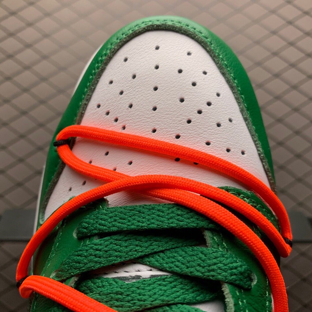 Off-White X Futura X Nike SB Dunk Low In White/Pine Green  - DesignerGu