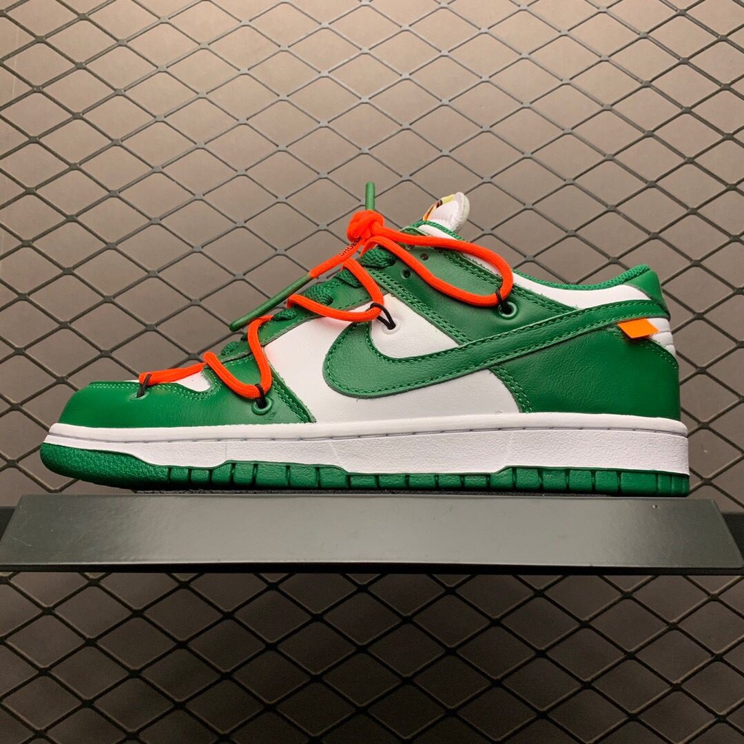 Off-White X Futura X Nike SB Dunk Low In White/Pine Green  - DesignerGu