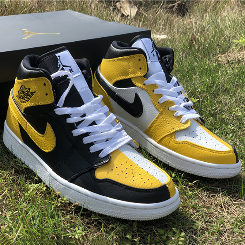 Jordan AJ1 Retro High Black/Yellow/White - DesignerGu