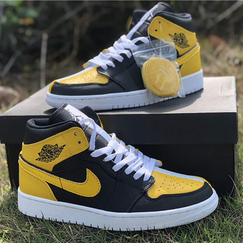 Jordan AJ1 Retro High Black/Yellow/White - DesignerGu