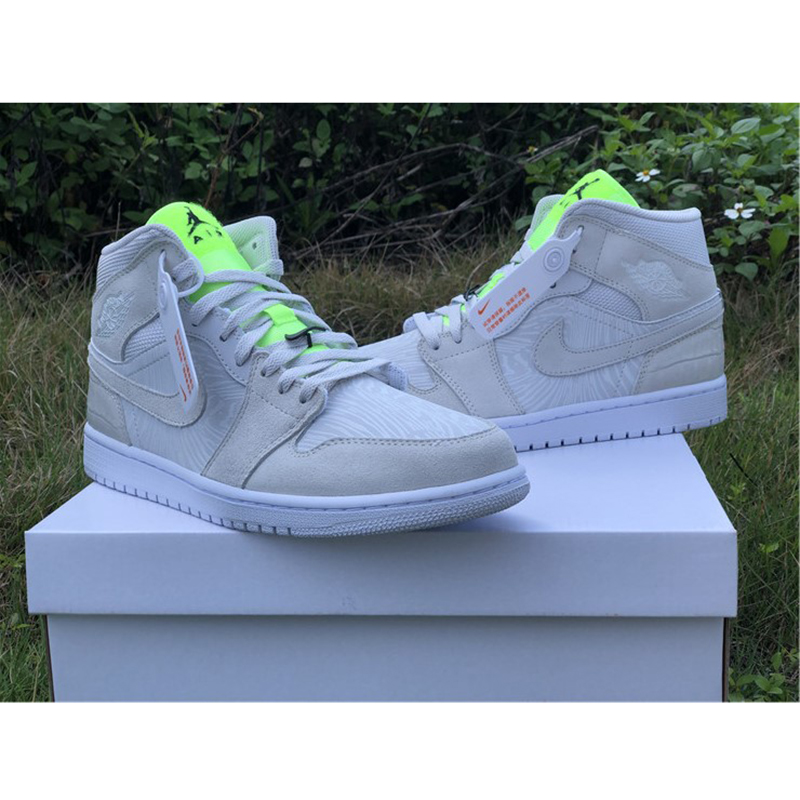 Jordan AJ1 Mid White Volt  - DesignerGu