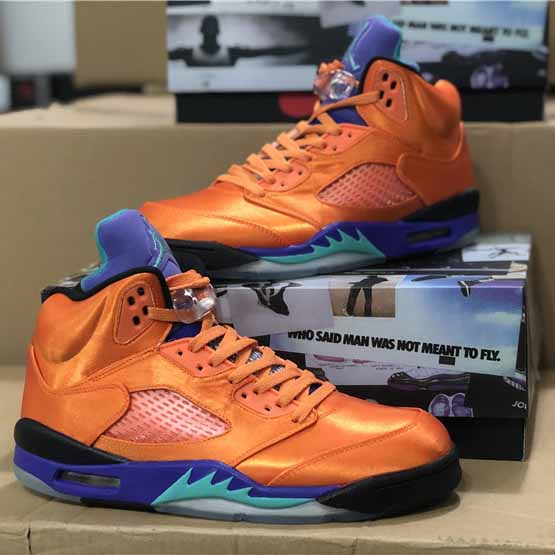 Air Jordan 5 Retro Orange Purple Green - DesignerGu