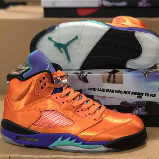 Air Jordan 5 Retro Orange Purple Green - DesignerGu