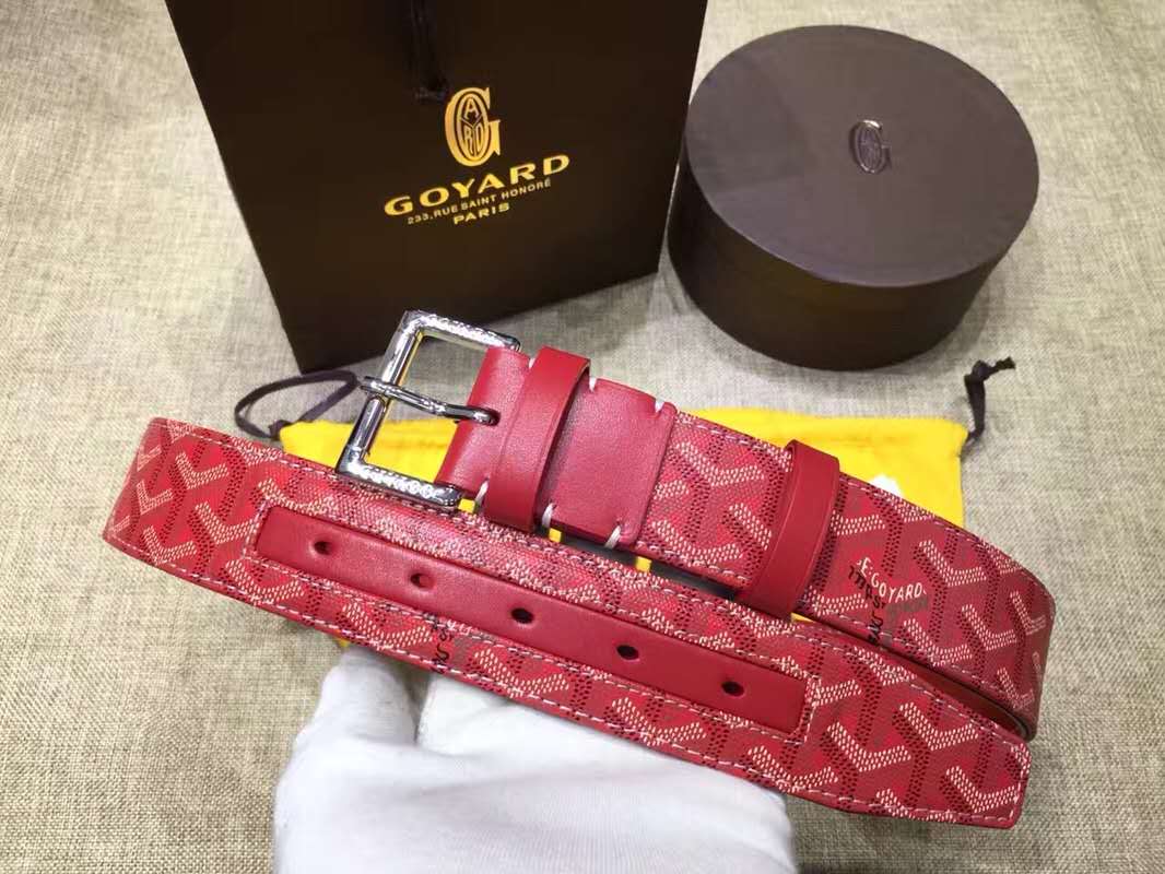 Goyard Paris Leather Mens Red Belt - DesignerGu