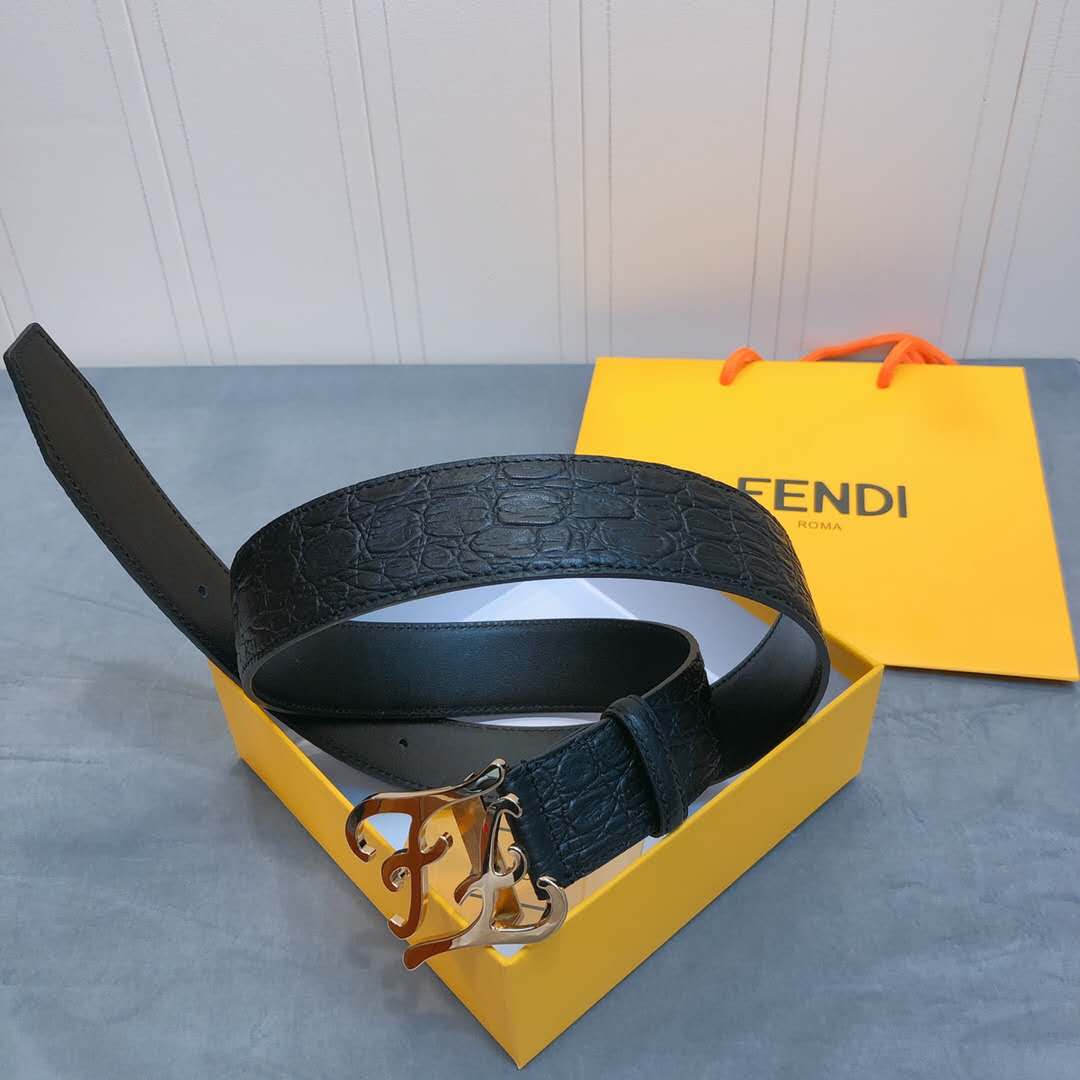 Fendi Leather Belt With FF Buckle - DesignerGu