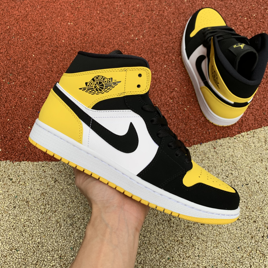 Jordan 1 Mid Yellow Toe Footasylum  - DesignerGu