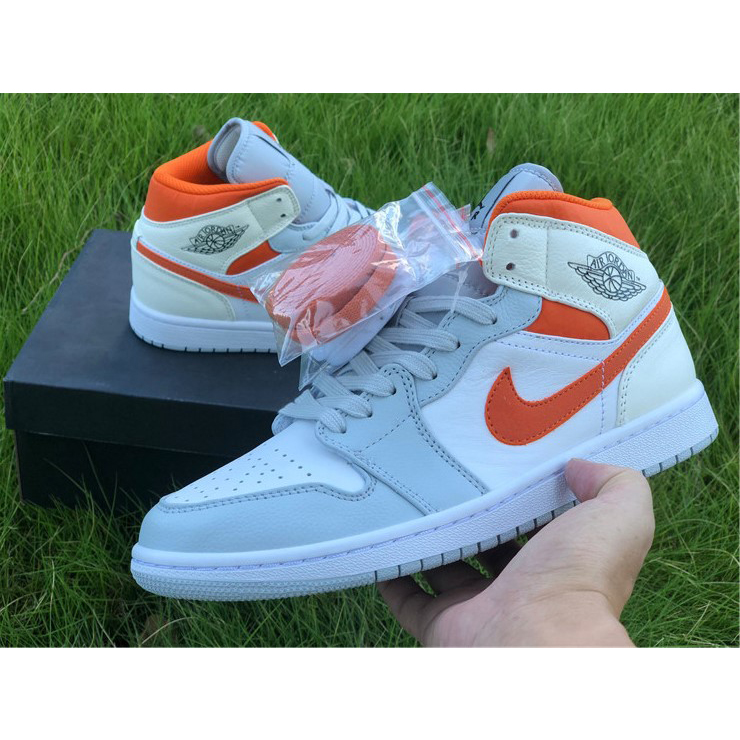 Jordan AJ1 Mid Starfish Orange Platinum CW7591-100 - DesignerGu