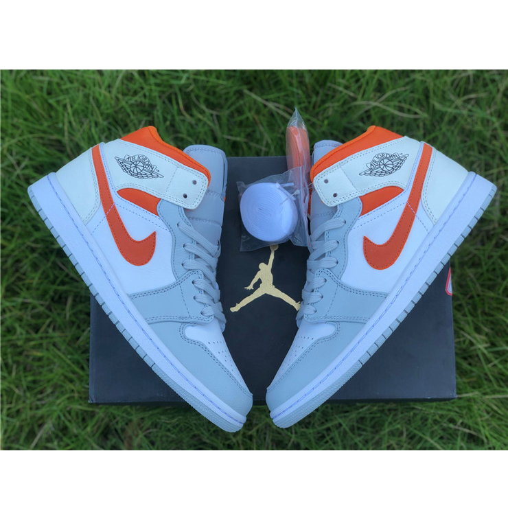 Jordan AJ1 Mid Starfish Orange Platinum CW7591-100 - DesignerGu