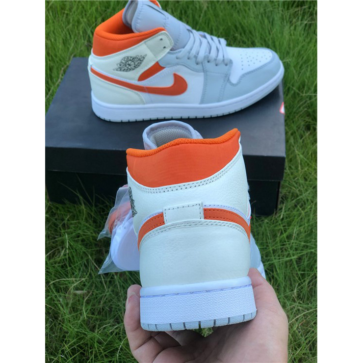 Jordan AJ1 Mid Starfish Orange Platinum CW7591-100 - DesignerGu