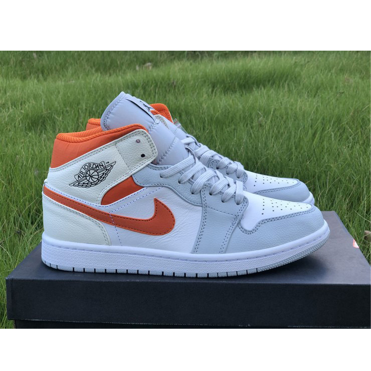 Jordan AJ1 Mid Starfish Orange Platinum CW7591-100 - DesignerGu