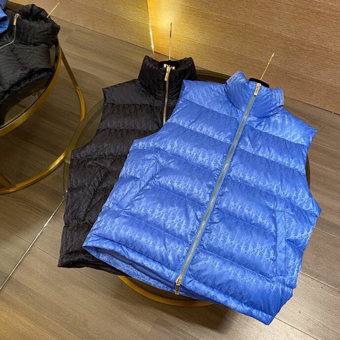 Dior Oblique Sleeveless Down Jacket In Blue - DesignerGu