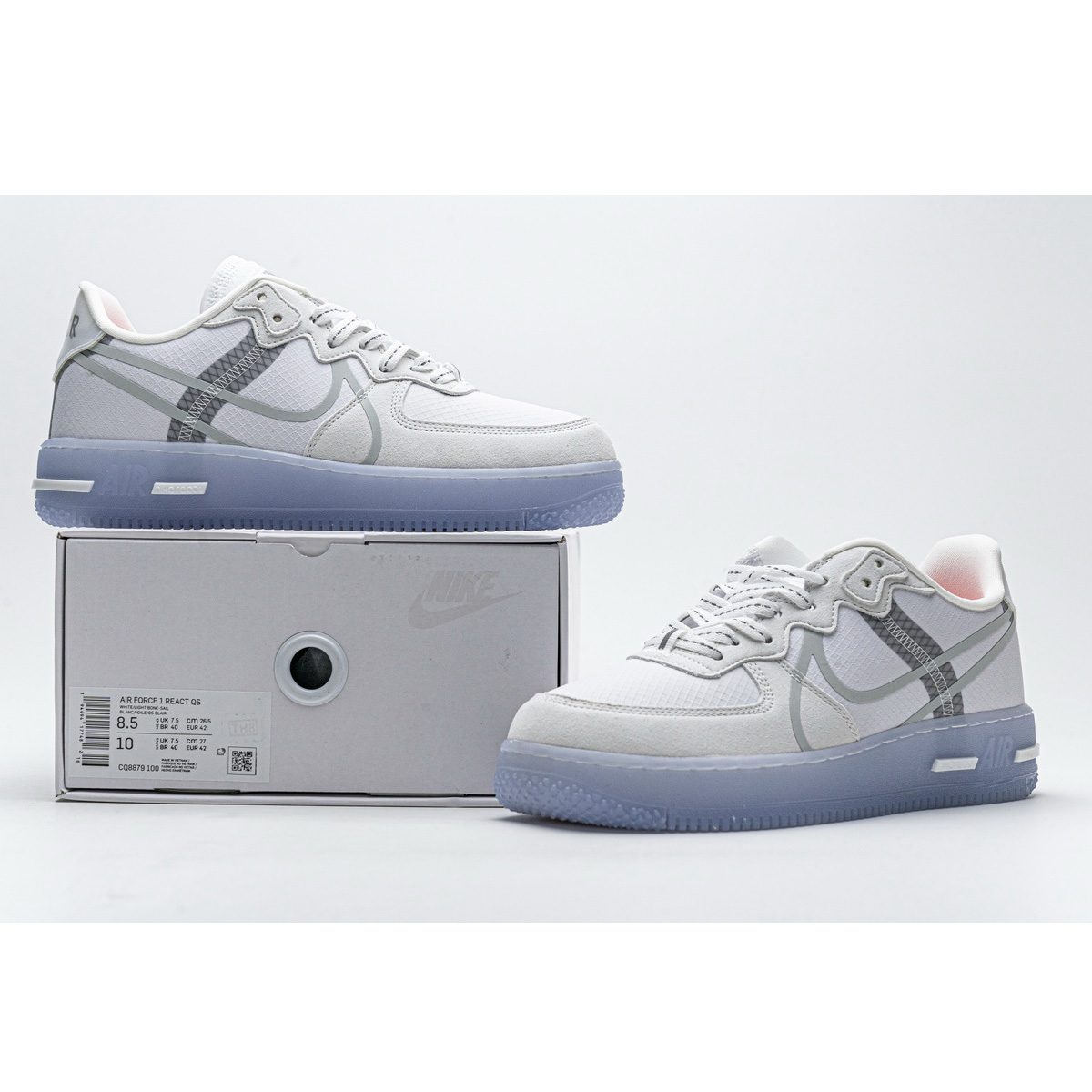 Nike Air Force 1 React White Ice CQ8879-100  - DesignerGu