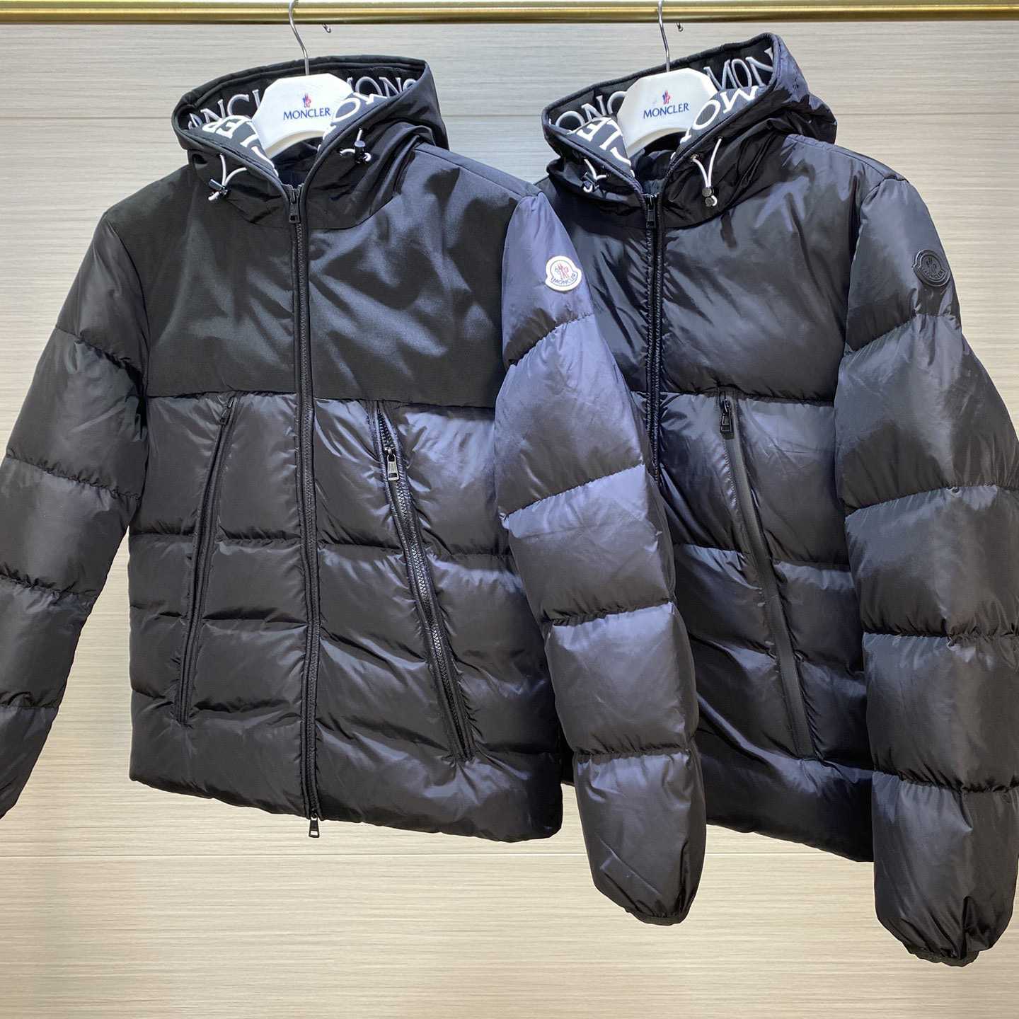 Moncler Down Jacket With Moncler Embroidered Ribbon Trim(Black) - DesignerGu