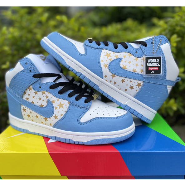 Nike Dunk High Pro SB Supreme Blue Stars 307385-141 - DesignerGu