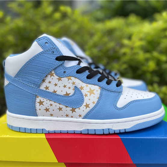 Nike Dunk High Pro SB Supreme Blue Stars 307385-141 - DesignerGu