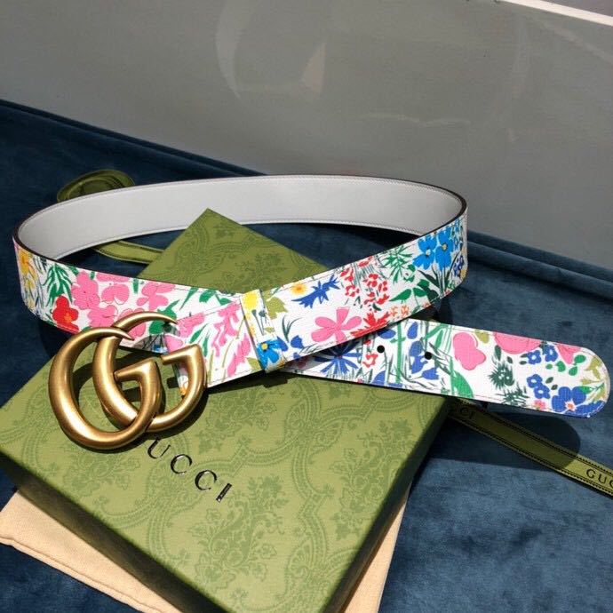 Gucci Flower Print Belt - DesignerGu