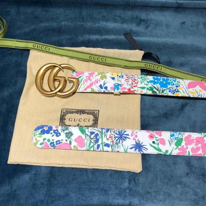 Gucci Flower Print Belt - DesignerGu