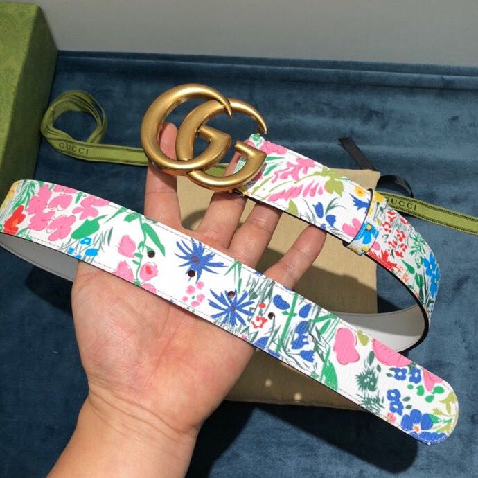 Gucci Flower Print Belt - DesignerGu