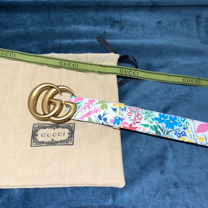 Gucci Flower Print Belt - DesignerGu