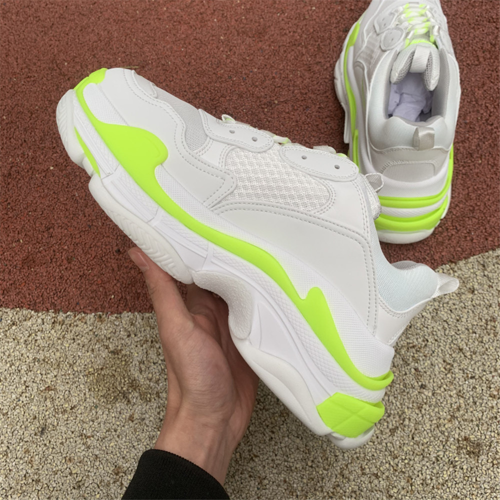 Balenciaga Triple S In  Fluorescent Green And White - DesignerGu