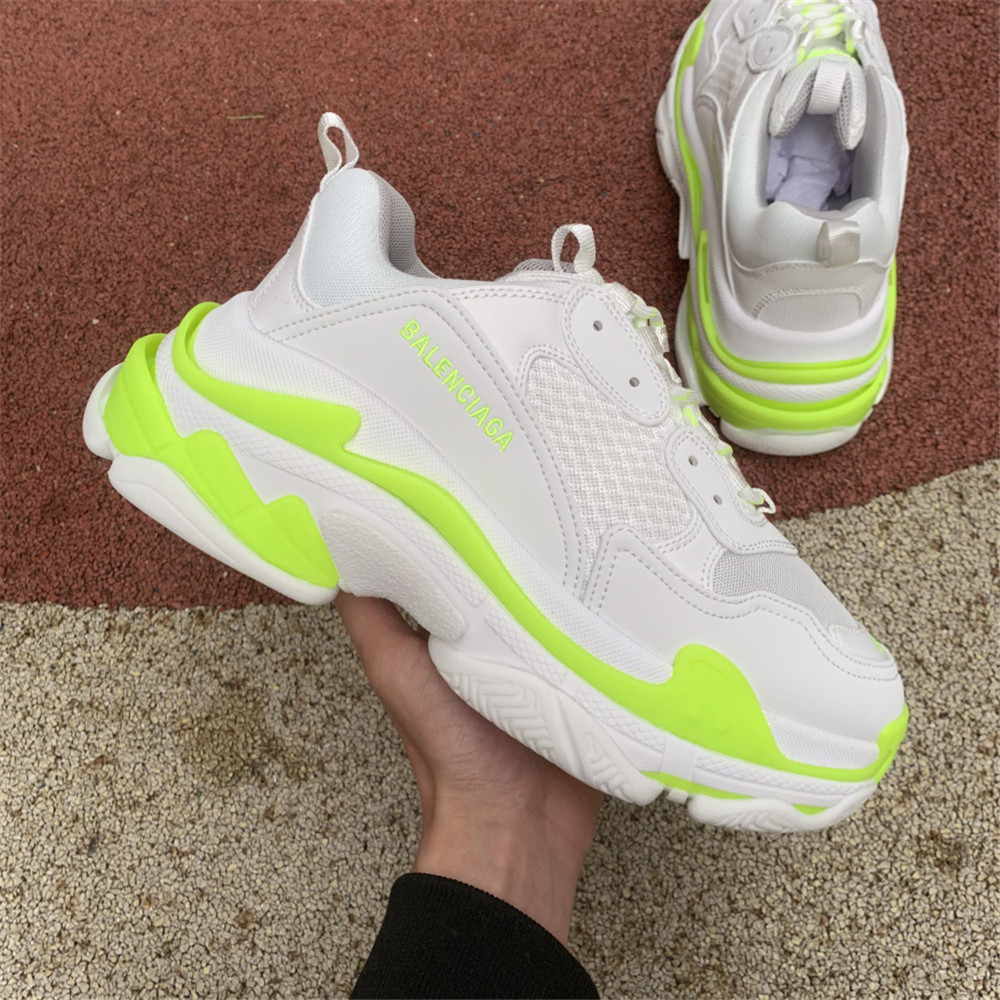 Balenciaga Triple S In  Fluorescent Green And White - DesignerGu