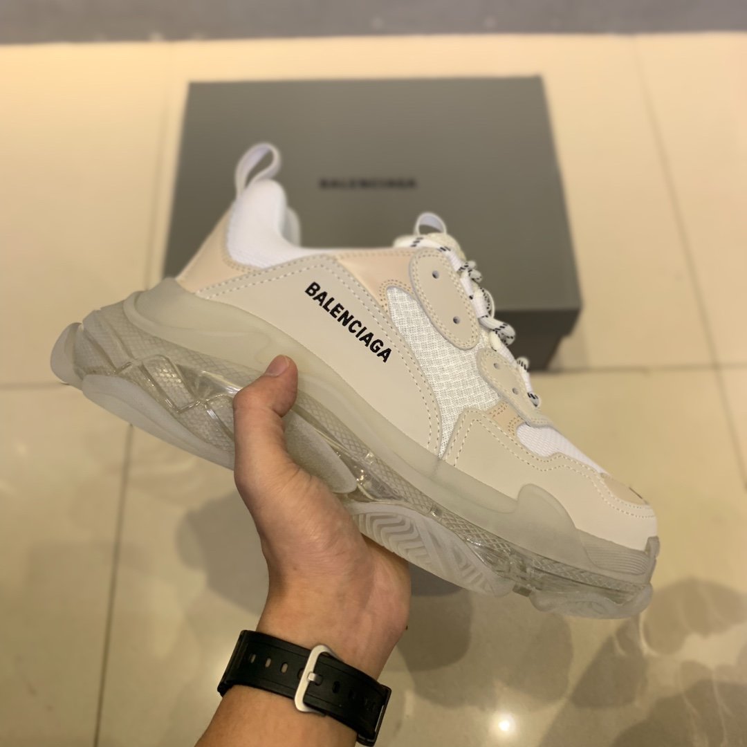 Balenciaga Clear Sole Triple S Trainers White - DesignerGu