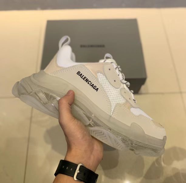 Balenciaga Clear Sole Triple S Trainers White - DesignerGu