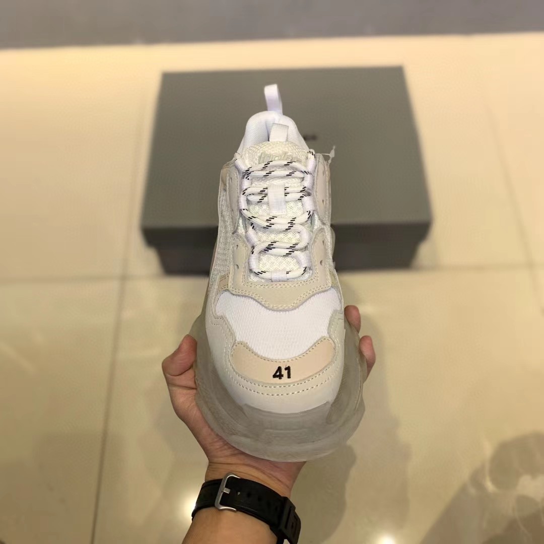 Balenciaga Clear Sole Triple S Trainers White - DesignerGu