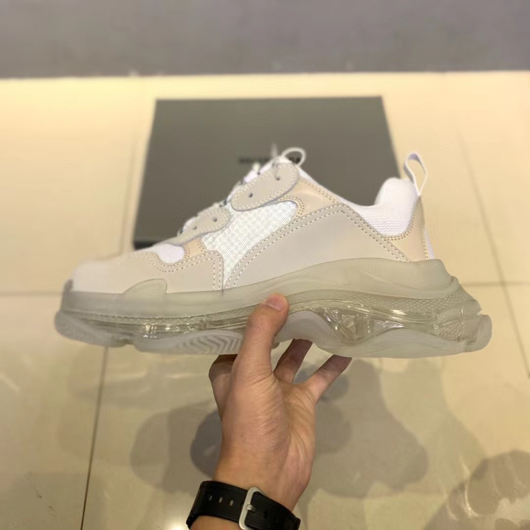 Balenciaga Clear Sole Triple S Trainers White - DesignerGu