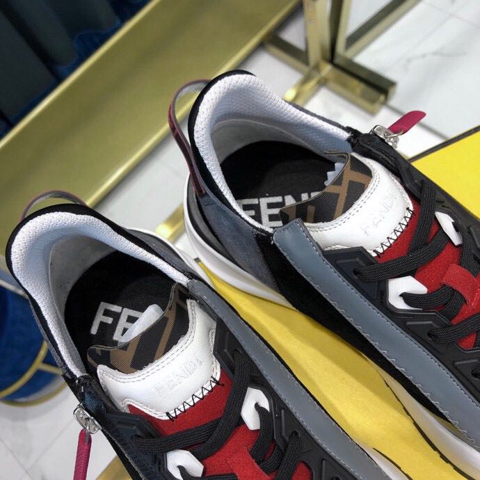 Fendi Black & Grey Suede 'Flow' Sneakers - DesignerGu