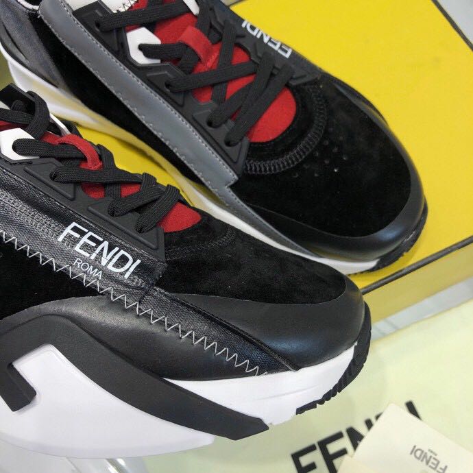 Fendi Black & Grey Suede 'Flow' Sneakers - DesignerGu