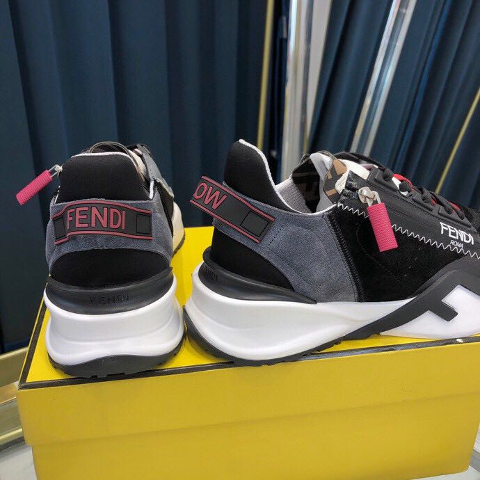 Fendi Black & Grey Suede 'Flow' Sneakers - DesignerGu