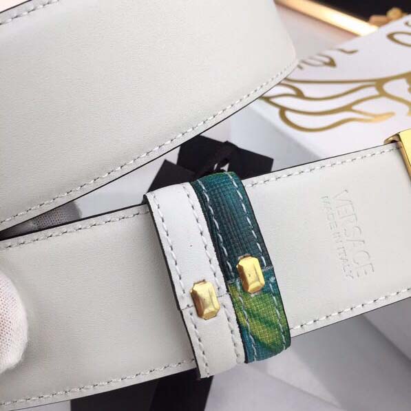 Versace Head Leather Green Belt With Gold Buckle - DesignerGu