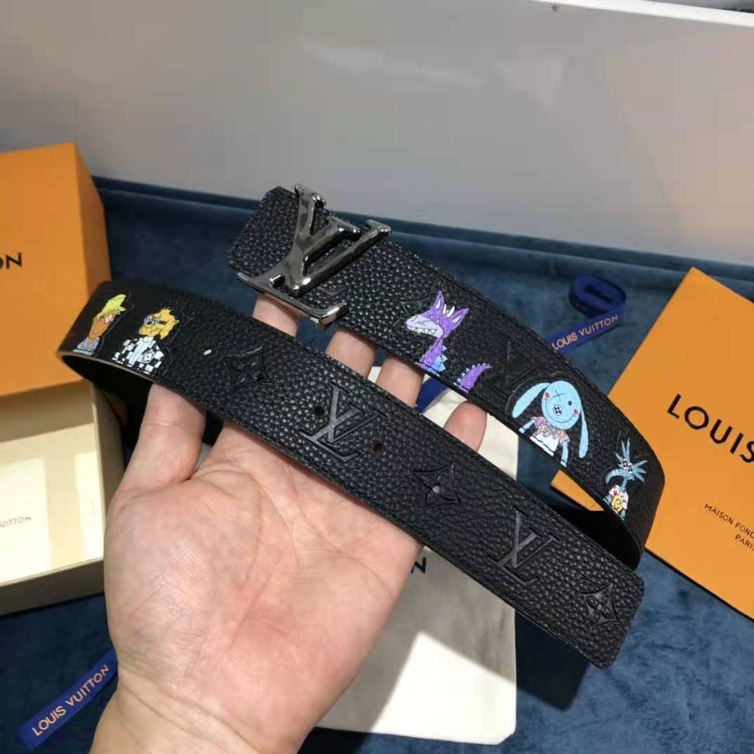 Louis Vuitton Carton Black Belt 40MM - DesignerGu