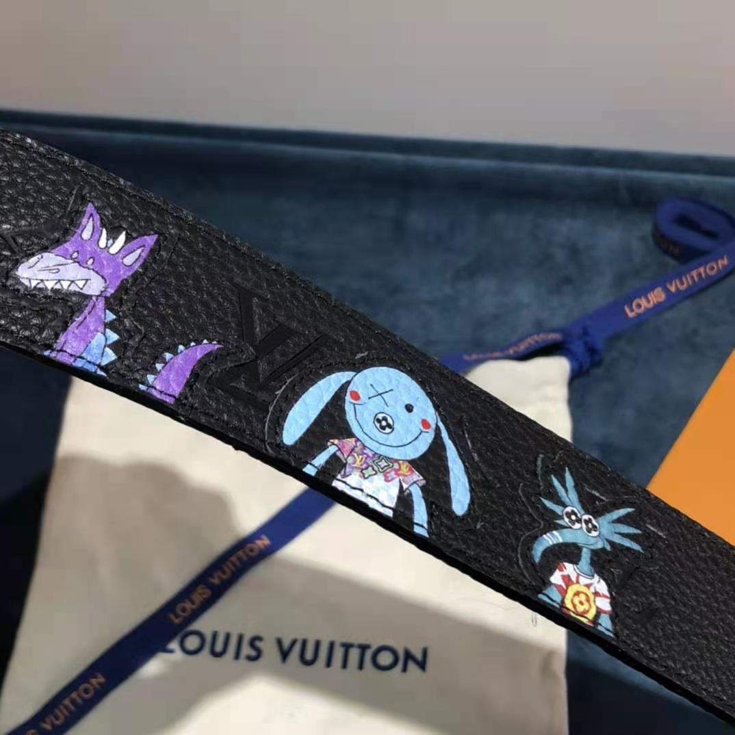 Louis Vuitton Carton Black Belt 40MM - DesignerGu