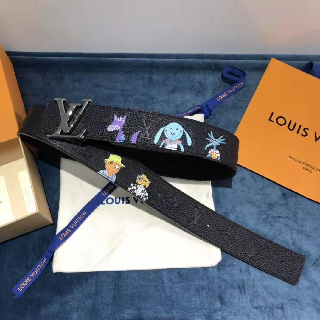 Louis Vuitton Carton Black Belt 40MM - DesignerGu