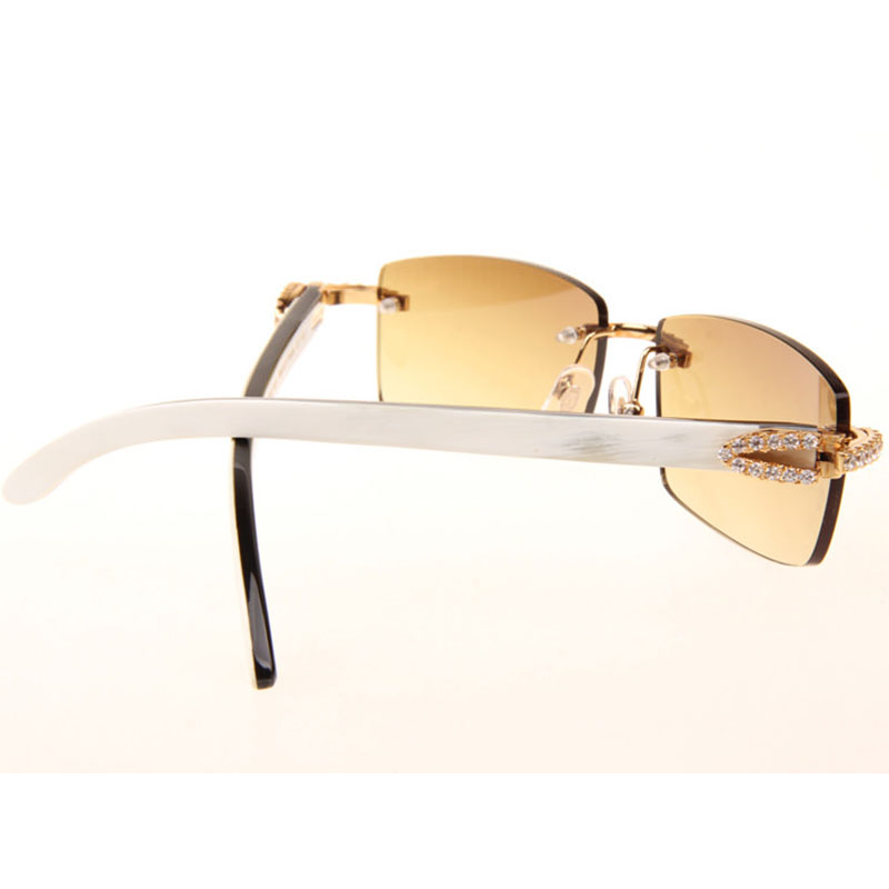 Cartier  3524012 Black And White Buffalo Big Lens Sunglasses In   Gold - DesignerGu