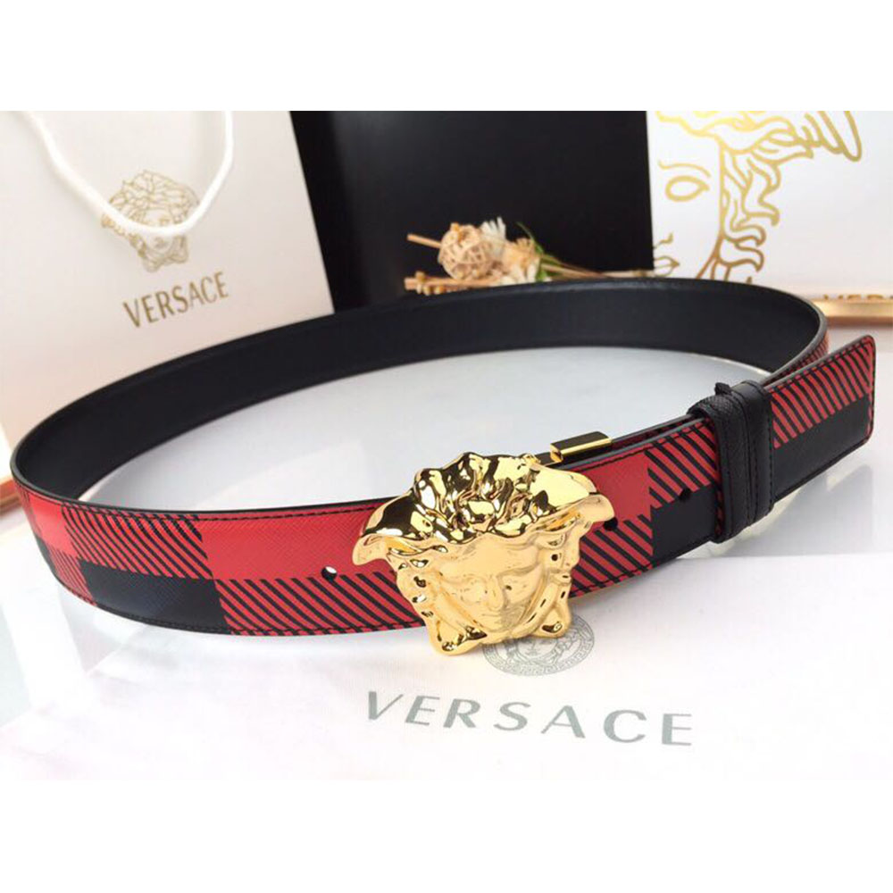 Versace Medusa Reversible Gold Buckle Leather Belt - DesignerGu