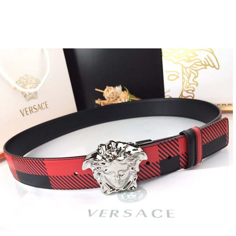 Versace Medusa Reversible Silver Buckle Leather Belt - DesignerGu