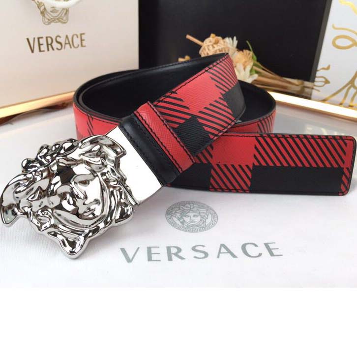 Versace Medusa Reversible Silver Buckle Leather Belt - DesignerGu