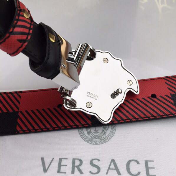 Versace Medusa Reversible Silver Buckle Leather Belt - DesignerGu