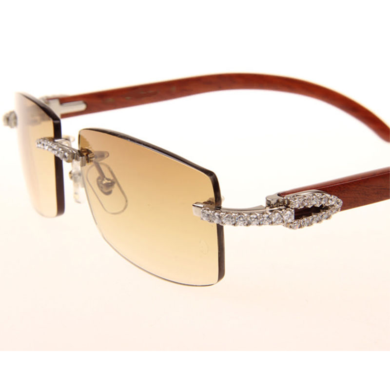 Cartier 3524012 Diamond Wood Sunglasses In Silver - DesignerGu