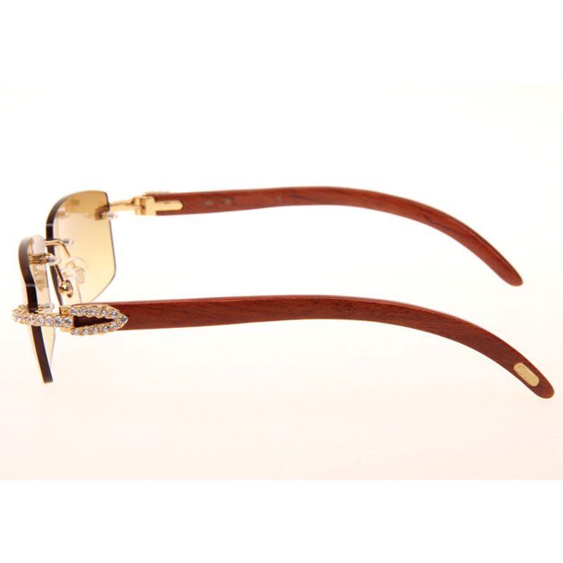 Cartier 3524012 Diamond Wood Sunglasses In Gold - DesignerGu