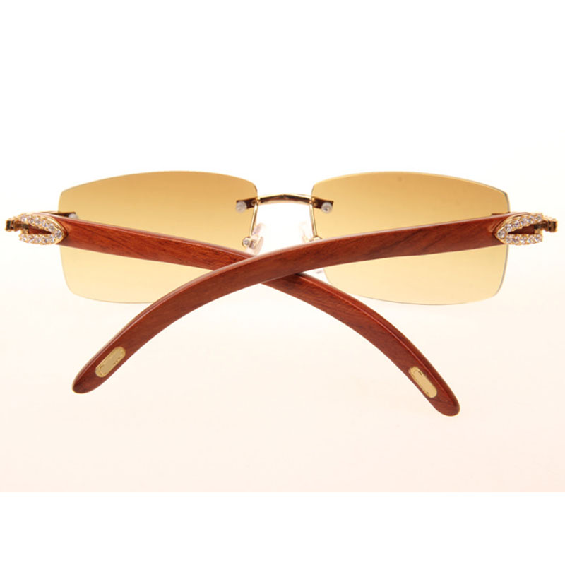 Cartier 3524012 Diamond Wood Sunglasses In Gold - DesignerGu