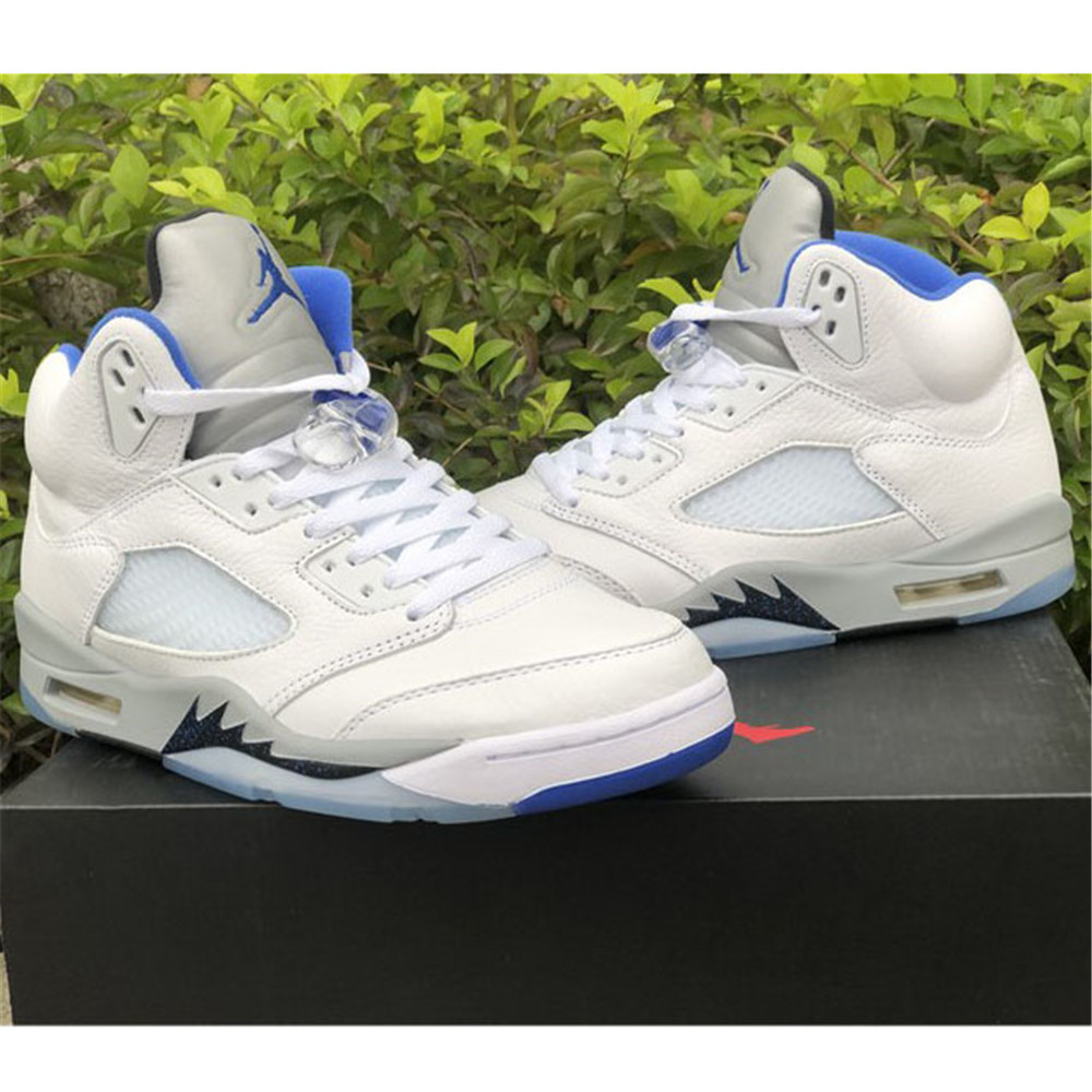 Air Jordan 5“Stealth 2.0” White And Blue Sneaker - DesignerGu