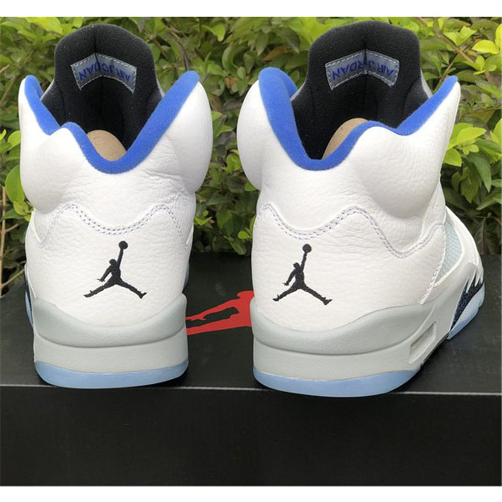 Air Jordan 5“Stealth 2.0” White And Blue Sneaker - DesignerGu