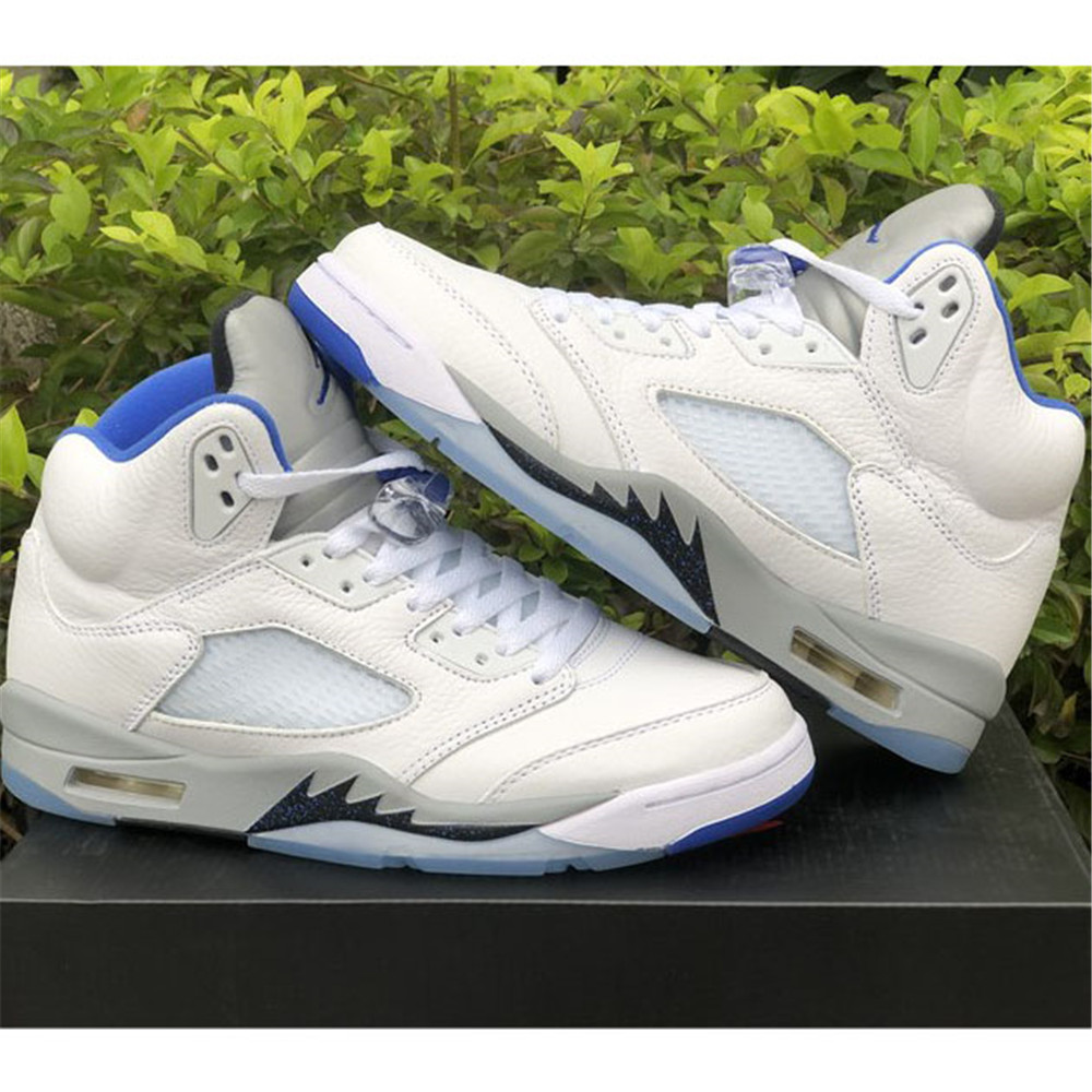 Air Jordan 5“Stealth 2.0” White And Blue Sneaker - DesignerGu