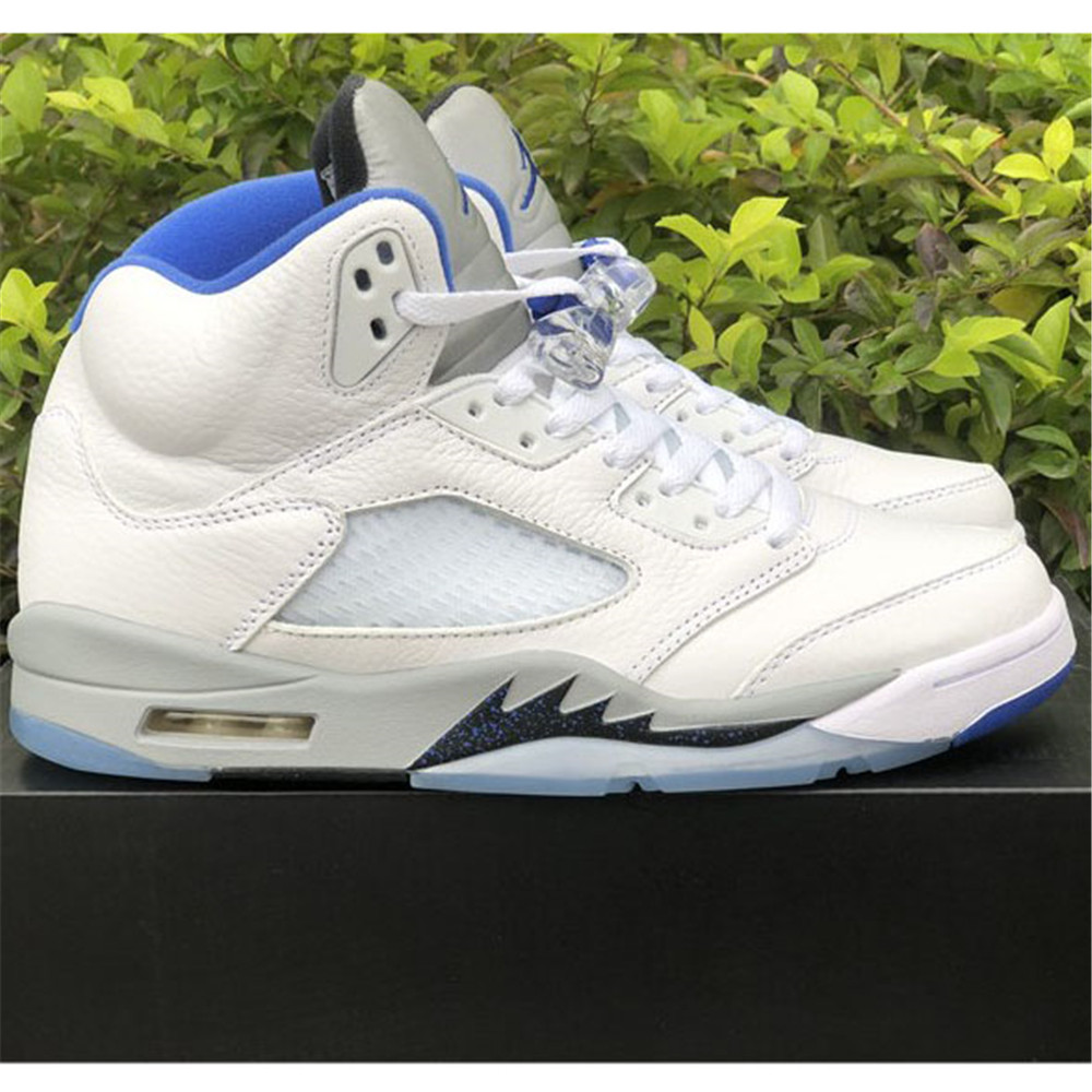 Air Jordan 5“Stealth 2.0” White And Blue Sneaker - DesignerGu